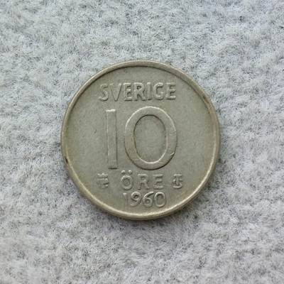 瑞典1960年古斯塔六世10欧尔银币 - 瑞典1960年古斯塔六世10欧尔银币