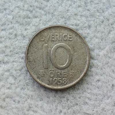 瑞典1958年古斯塔六世10欧尔银币 - 瑞典1958年古斯塔六世10欧尔银币