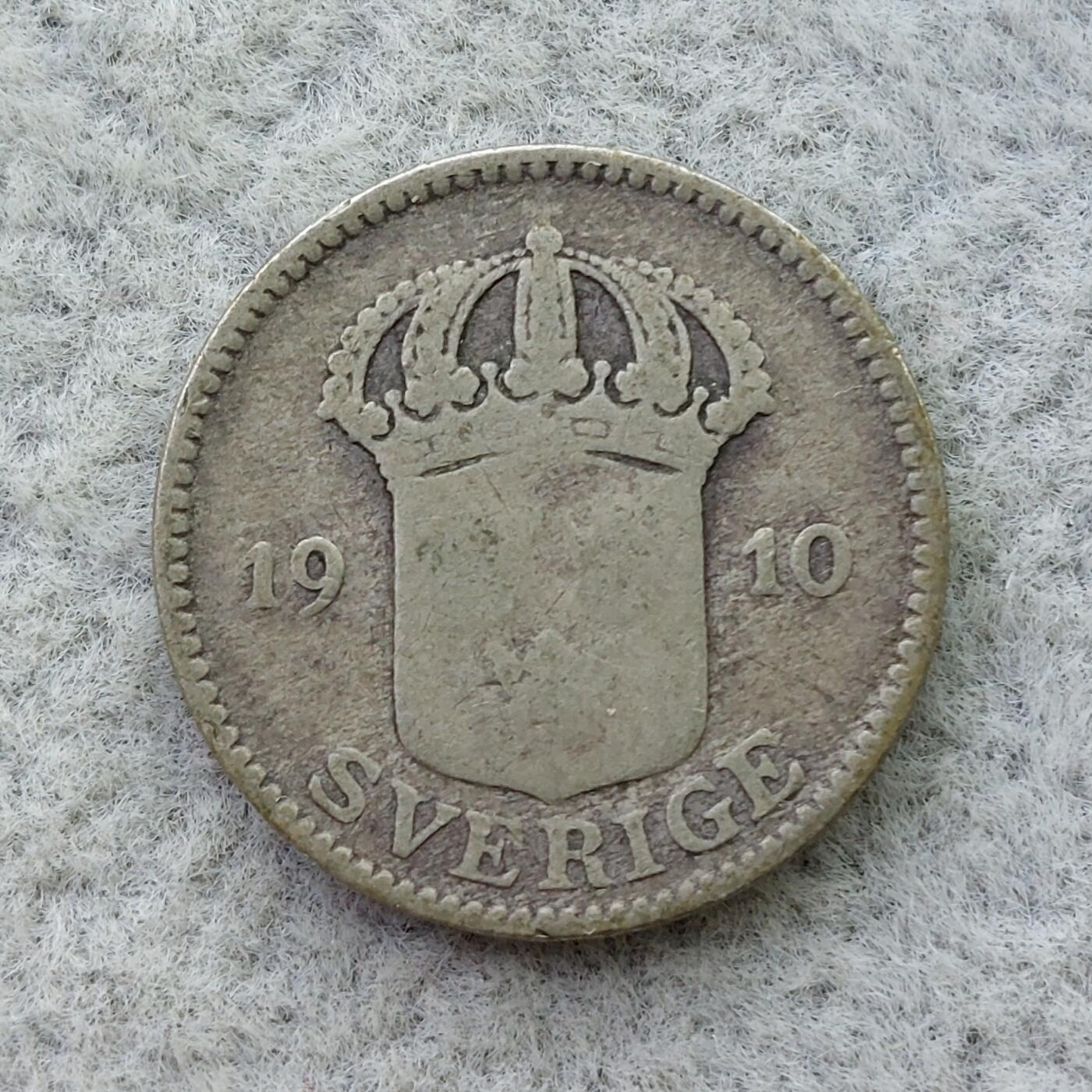 瑞典1910年25欧尔银币