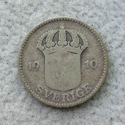 瑞典1910年25欧尔银币 - 瑞典1910年25欧尔银币
