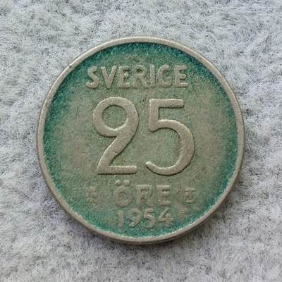 瑞典1954年古斯塔夫六世25欧尔银币 - 瑞典1954年古斯塔夫六世25欧尔银币