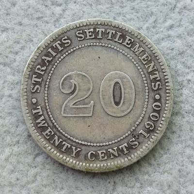 英属海峡殖民地1900年H标维多利亚20分银币 - 英属海峡殖民地1900年H标维多利亚20分银币