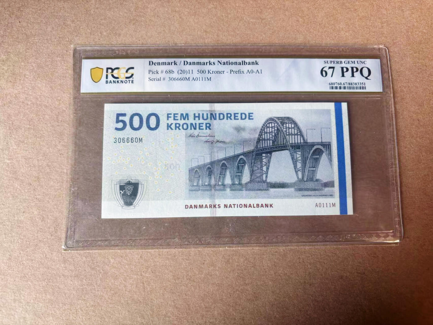 【Blue Auction】✨世界纸币精拍第591期【精】 【无47】丹麦 2011年500克朗 PCGS67EPQ 