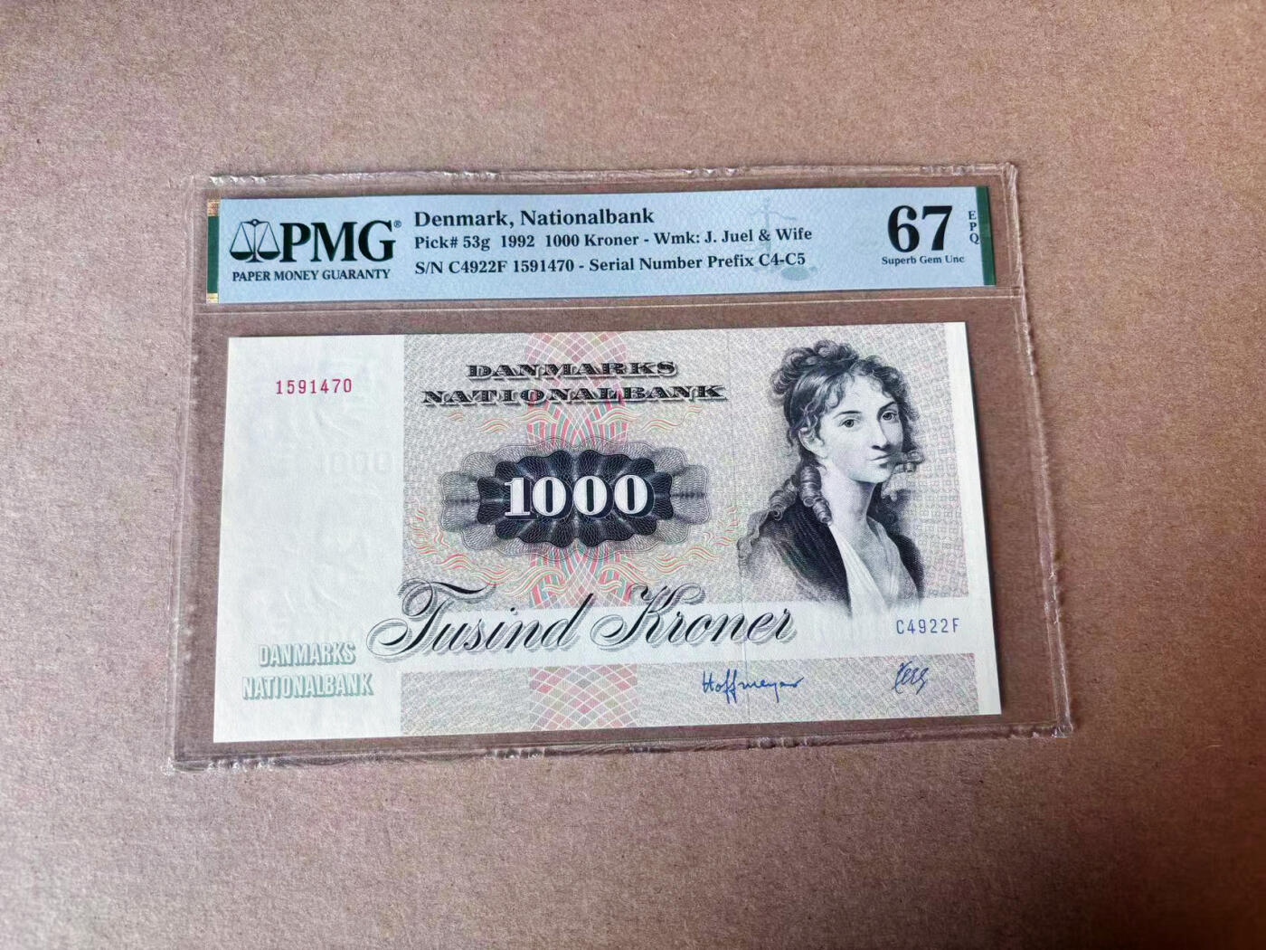 【Blue Auction】✨世界纸币精拍第591期【精】 丹麦 1992年1000克朗 大松鼠 PMG67EPQ 高分