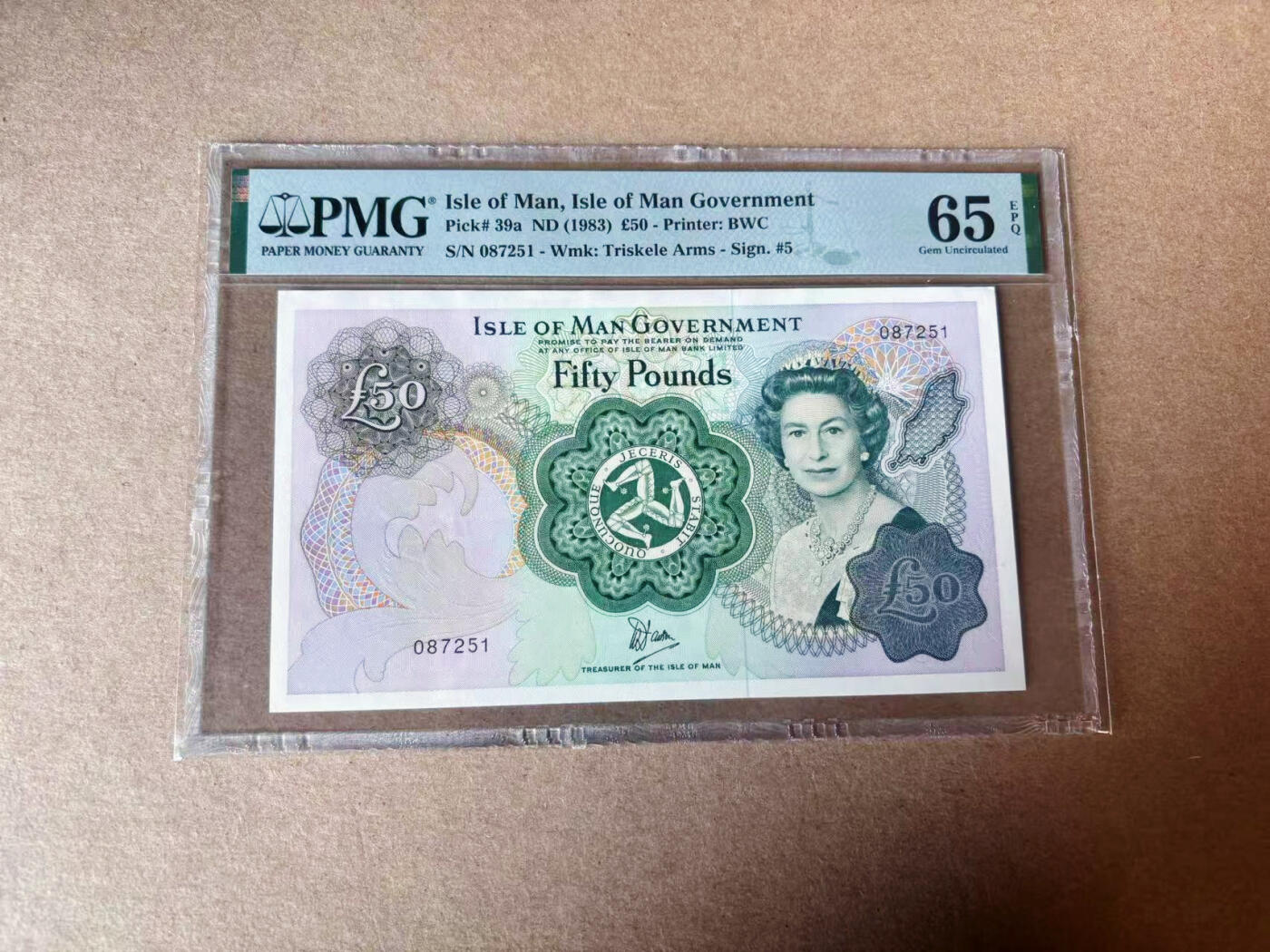 【Blue Auction】✨世界纸币精拍第591期【精】 马恩岛 1983年50镑 女王 PMG65EPQ 
