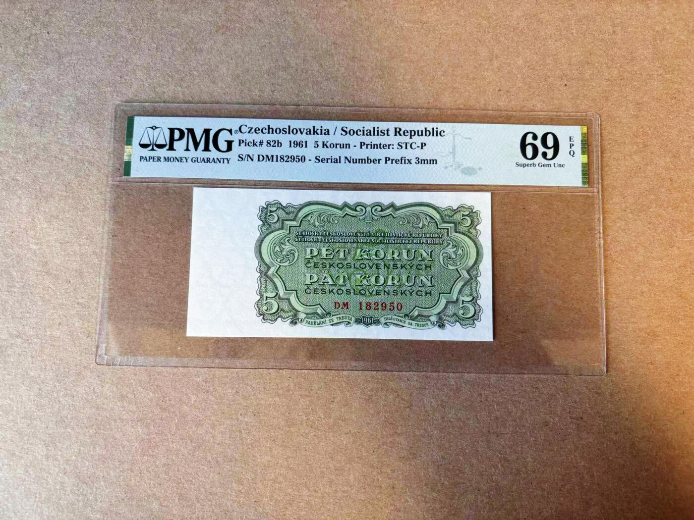 【Blue Auction】✨世界纸币精拍第591期【精】 【无47】捷斯 1961年5克朗 PMG69EPQ 近满分