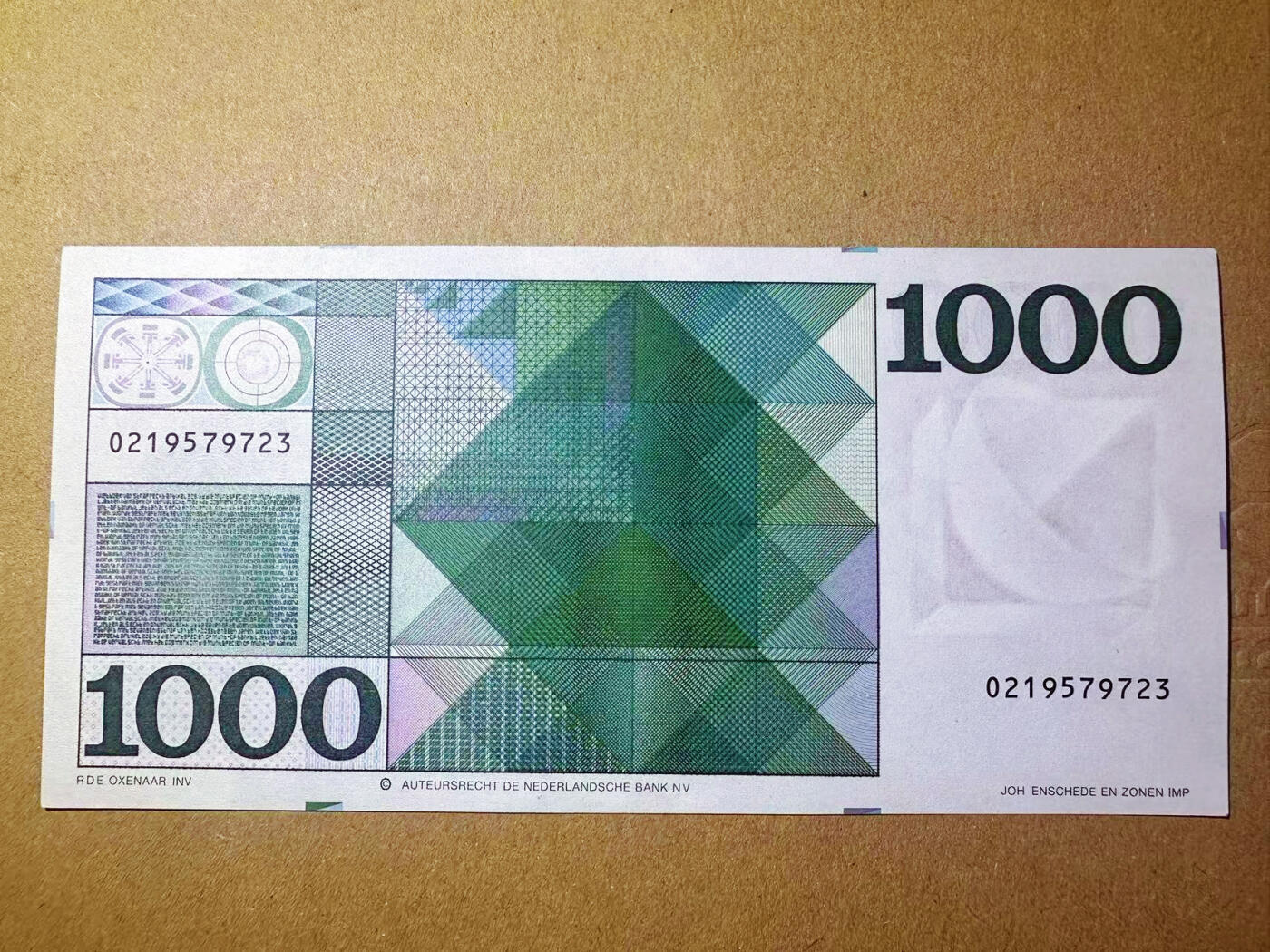 【Blue Auction】✨世界纸币精拍第591期【精】 荷兰 1972年1000盾最高值 斯宾诺莎 UNC（角不太好）