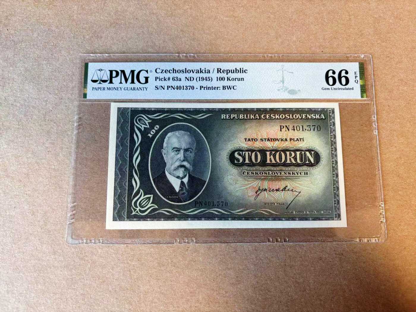 【Blue Auction】✨世界纸币精拍第591期【精】  【实钞】捷斯 1945年100克朗 PMG66EPQ BWC出品