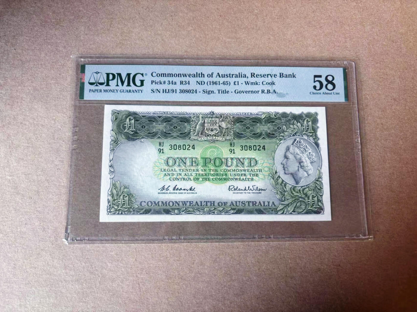 【Blue Auction】✨世界纸币精拍第591期【精】 澳大利亚 1961-65年1镑 石膏女王 PMG58