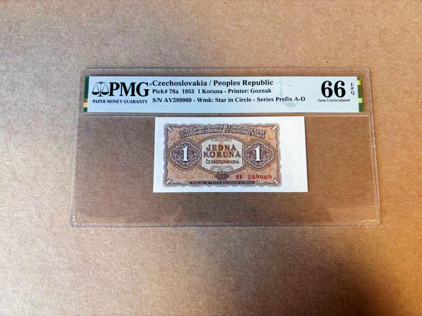 【Blue Auction】✨世界纸币精拍第591期【精】 【无47】捷斯 1953年1克朗 PMG66EPQ  
