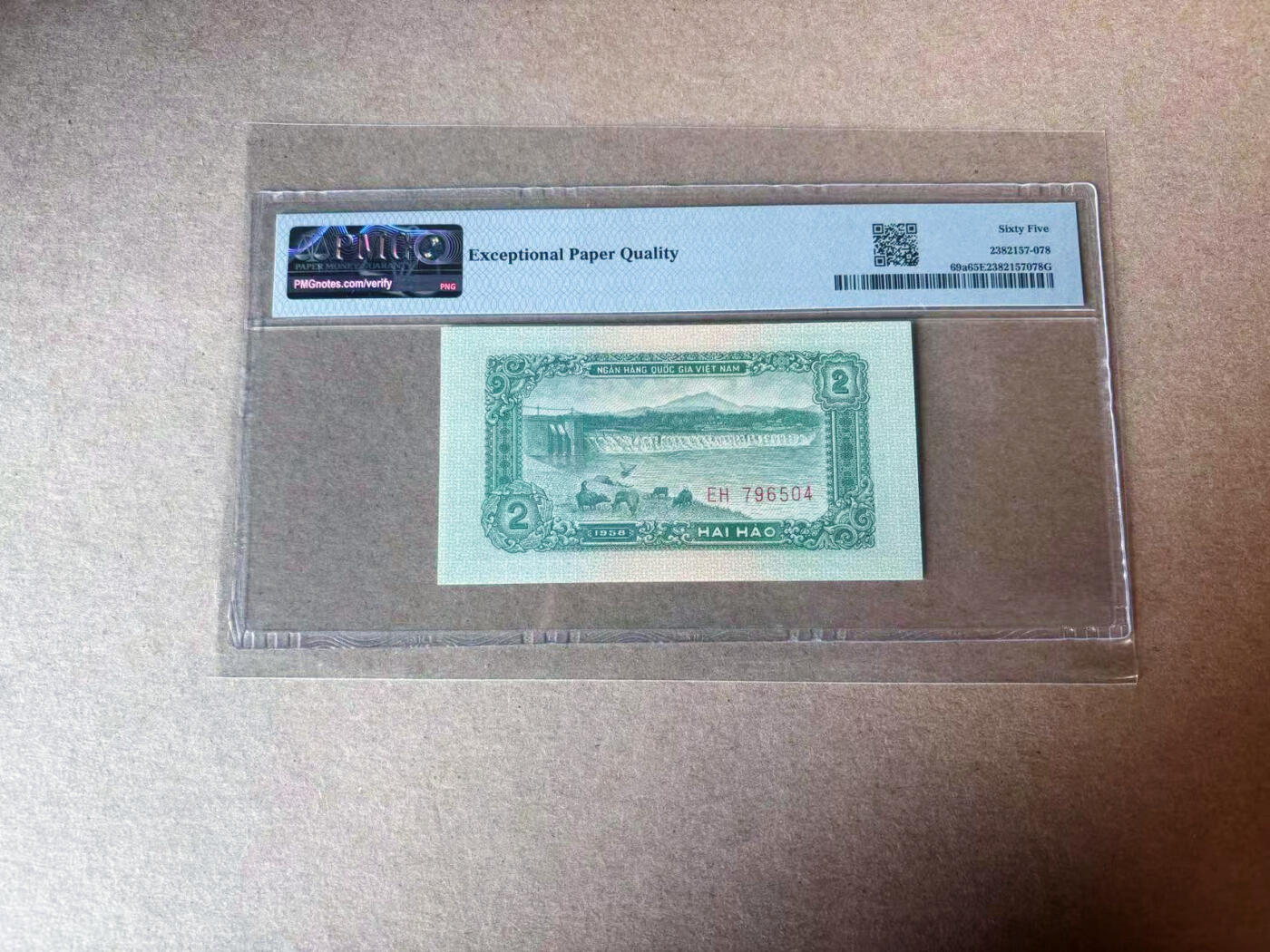 【Blue Auction】✨世界纸币精拍第591期【精】 越南 1958年2毫 PMG65EPQ 