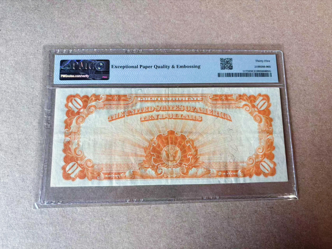 【Blue Auction】✨世界纸币精拍第591期【精】   美国 1922年10美金 黄金券 PMG35EPQ 原票 
