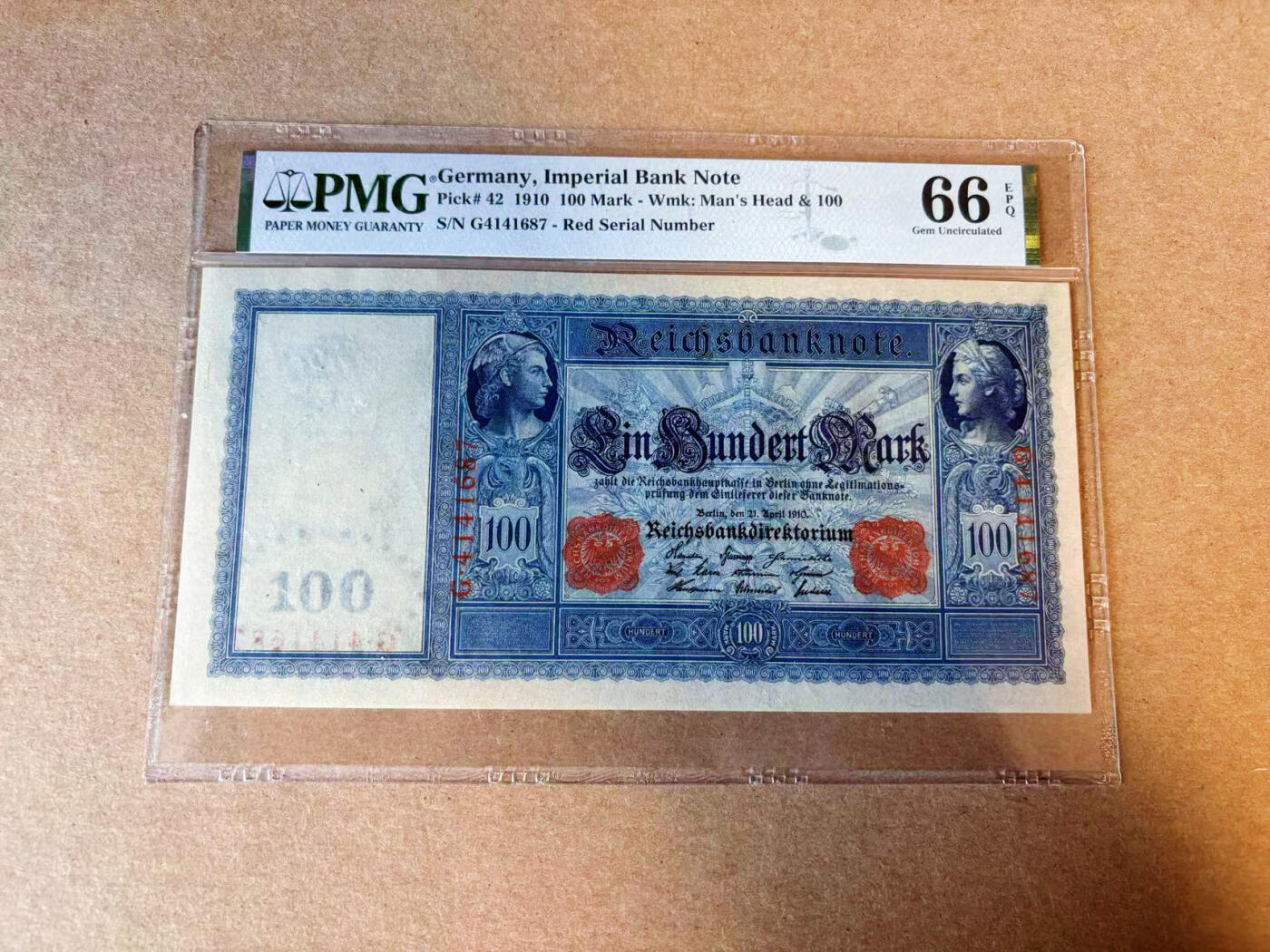 【Blue Auction】✨世界纸币精拍第591期【精】 德国 1910年100马克 PMG66EPQ 超大票幅 
