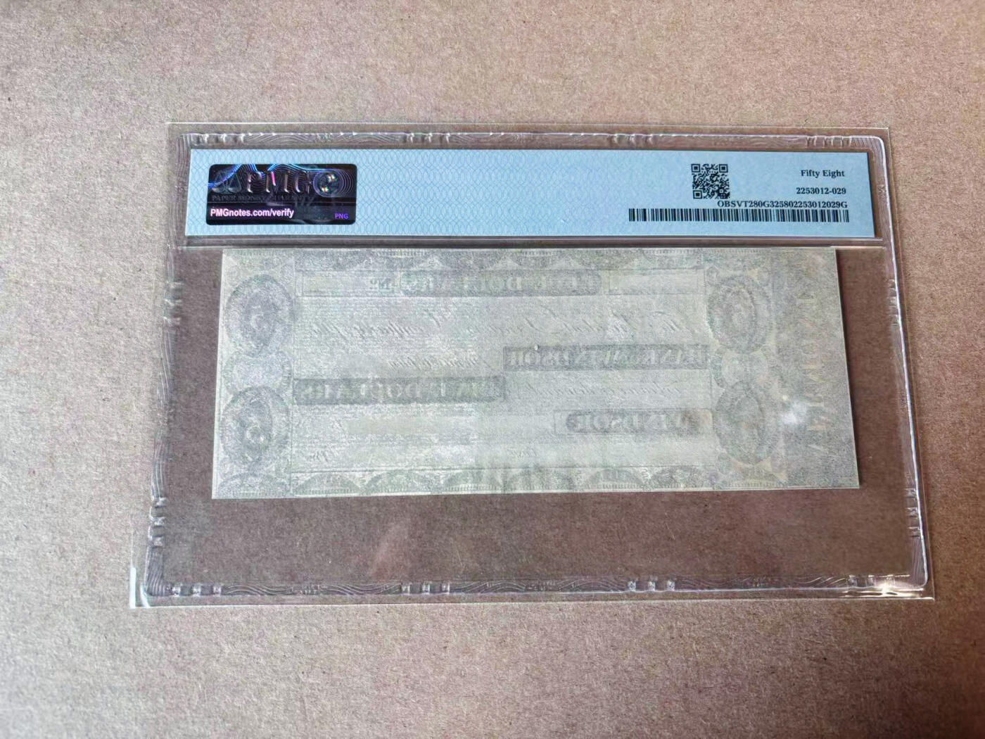 【Blue Auction】✨世界纸币精拍第591期【精】 美国 佛蒙特州 1820-30年代5美金 PMG58 