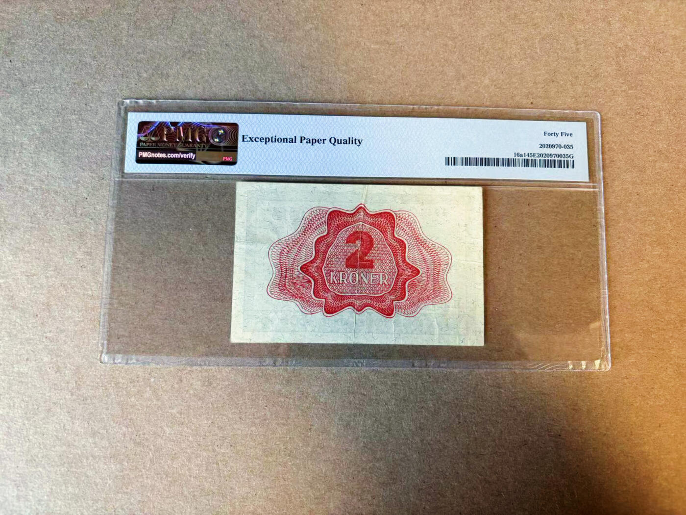 【Blue Auction】✨世界纸币精拍第591期【精】 挪威 1944年2克朗 PMG45EPQ 