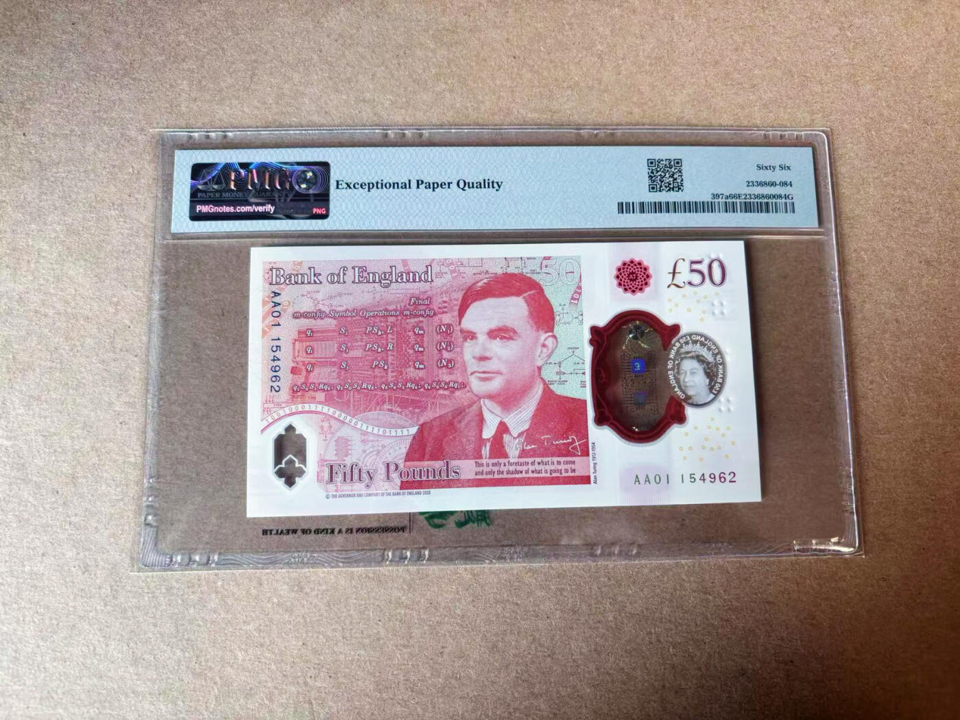 【Blue Auction】✨世界纸币精拍第591期【精】 【AA01首发冠】英国 2021年50镑 PMG66EPQ