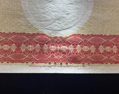 1881年法国化学材料公司股票，有水印，雕刻版钢凹防伪印刷 1881年法国化学材料公司股票，有水印，雕刻版钢凹防伪印刷