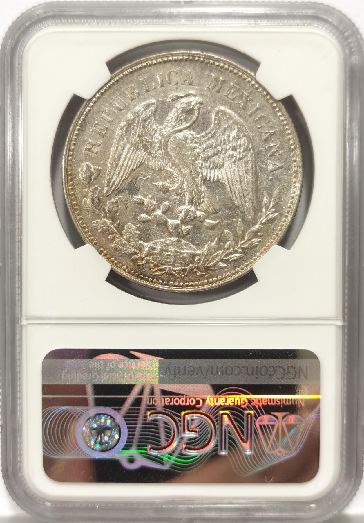 博洋堂世界钱币拍卖第102期（全场包邮） NGC AU53 墨西哥1905年MO AM版直边鹰洋