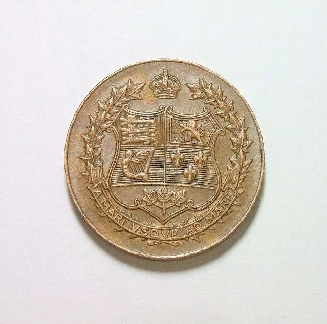 英国1927年 乔治五世出访加拿大高浮雕精制铜章 26MM