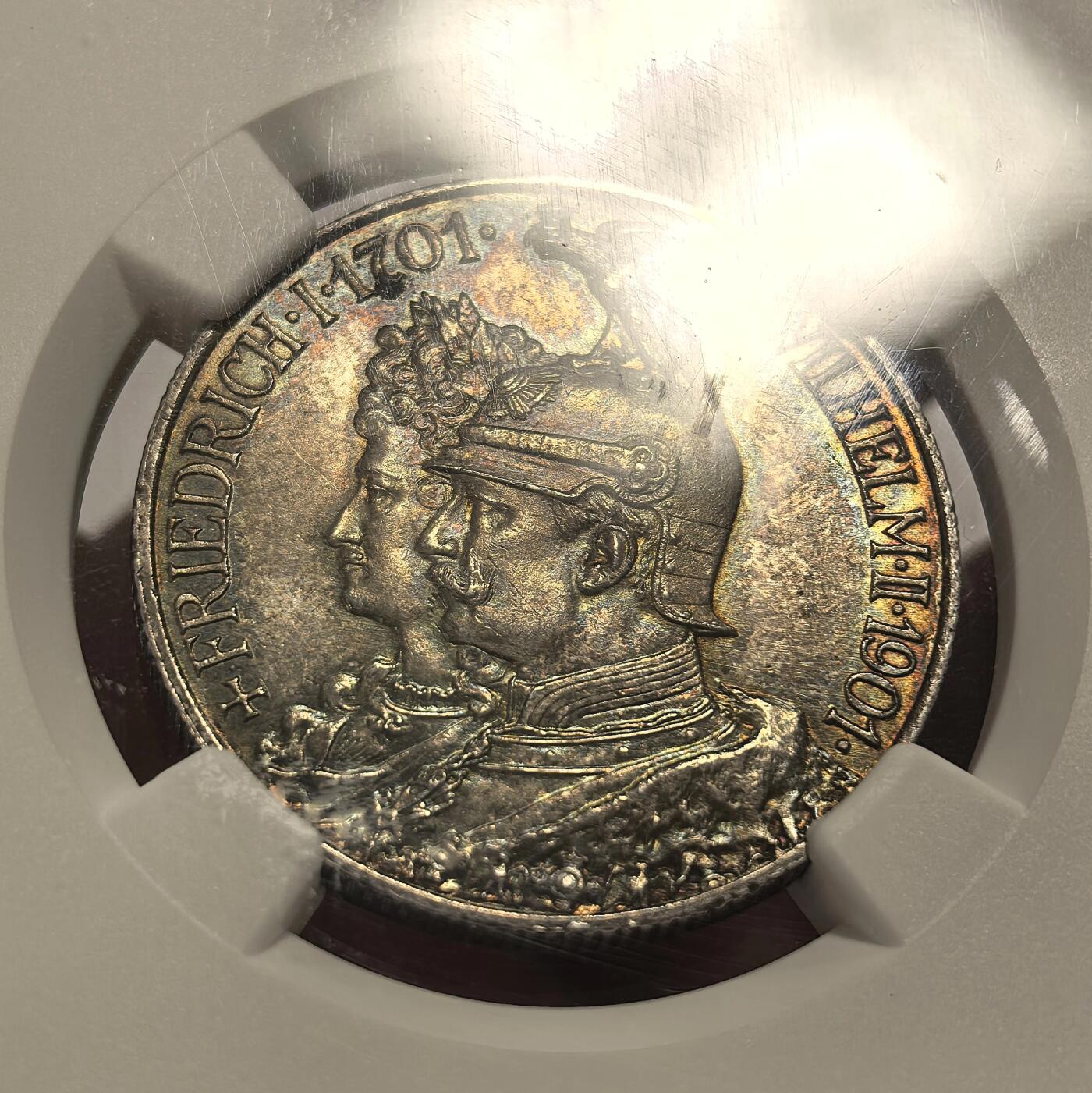 博洋堂世界钱币拍卖第102期（全场包邮） NGC MS63 德国普鲁士1901年建国纪念2马克高分小银
