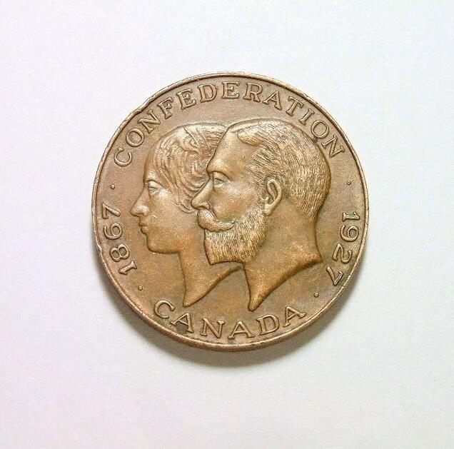 英国1927年 乔治五世出访加拿大高浮雕精制铜章 26MM