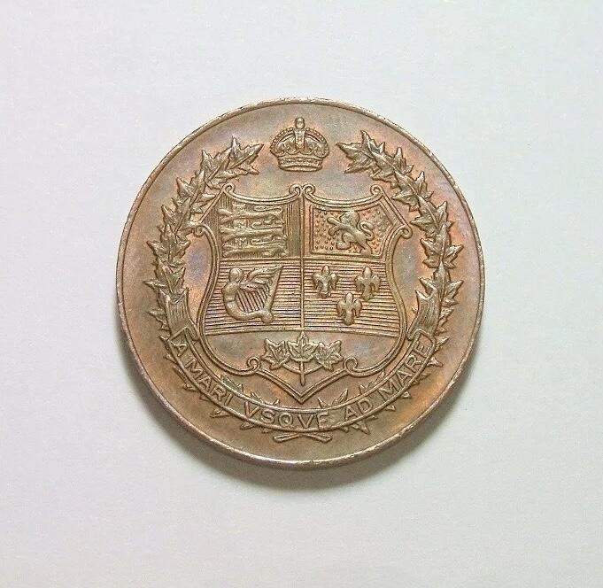 英国1927年 乔治五世出访加拿大高浮雕精制铜章 26MM
