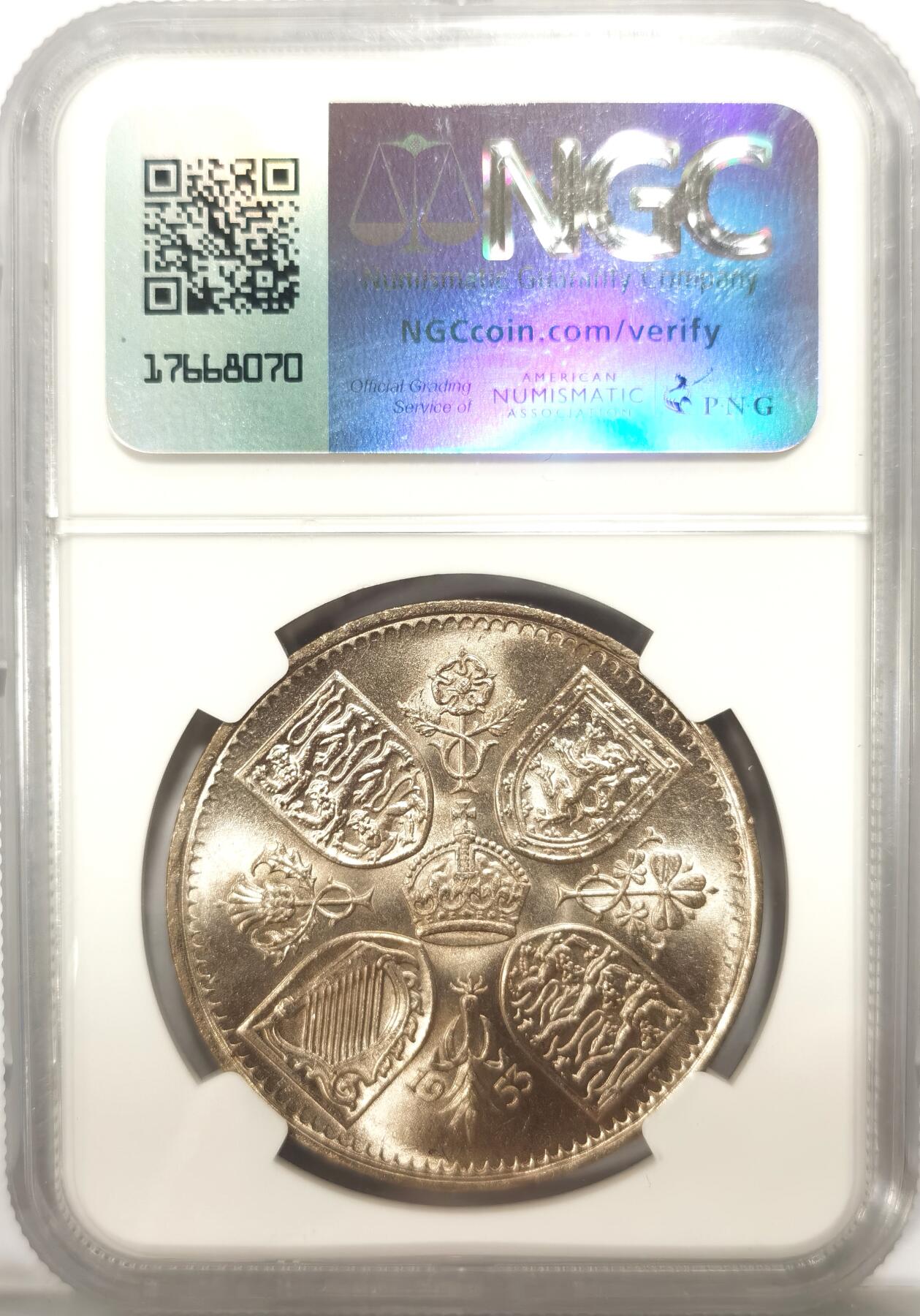 博洋堂世界钱币拍卖第102期（全场包邮） NGC MS66 英国1953年伊丽莎白二世登基纪念克朗，少见高分