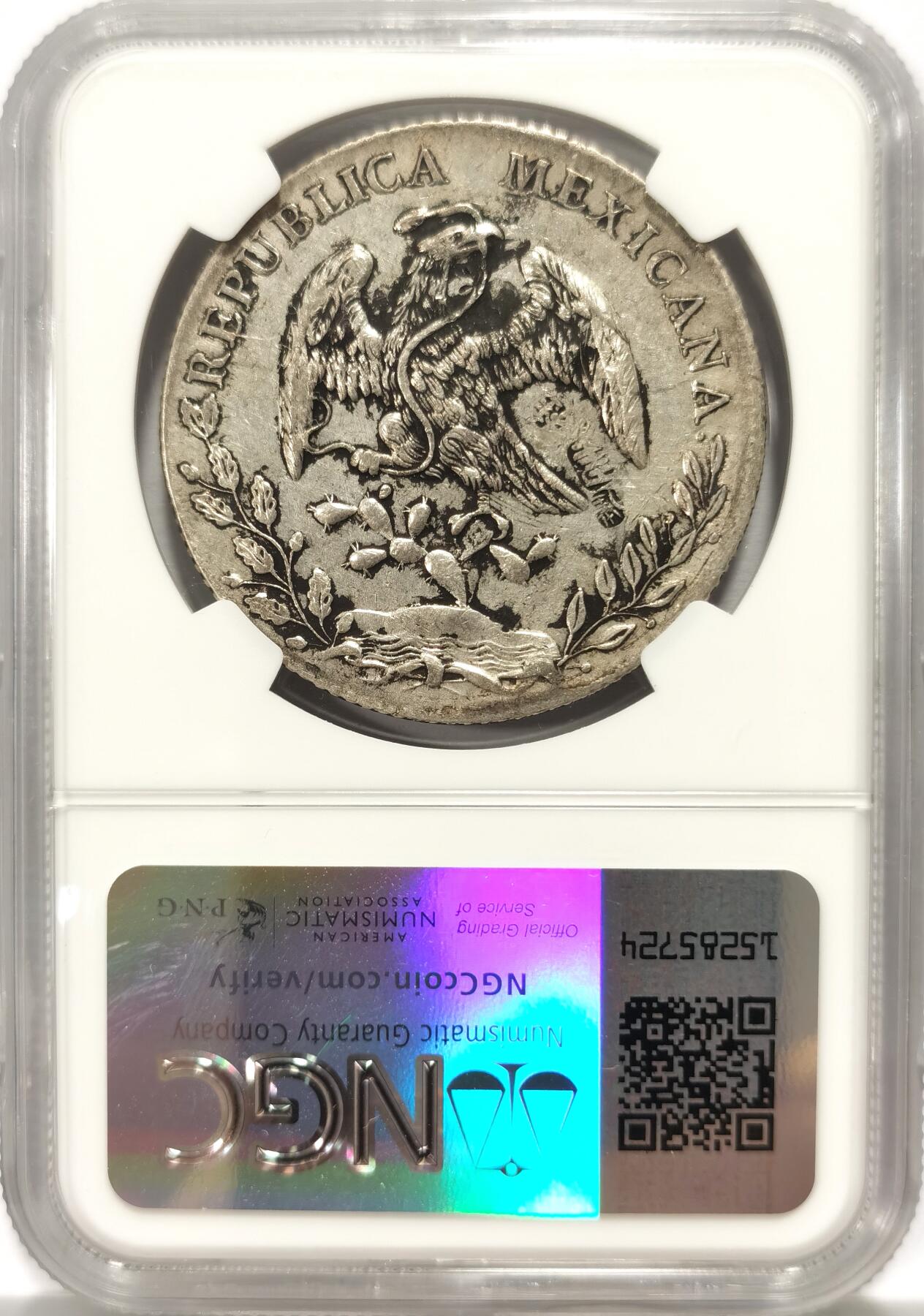 博洋堂世界钱币拍卖第102期（全场包邮） NGC XF 墨西哥1891年MO AM版花边鹰洋，原味“春”字墨戳