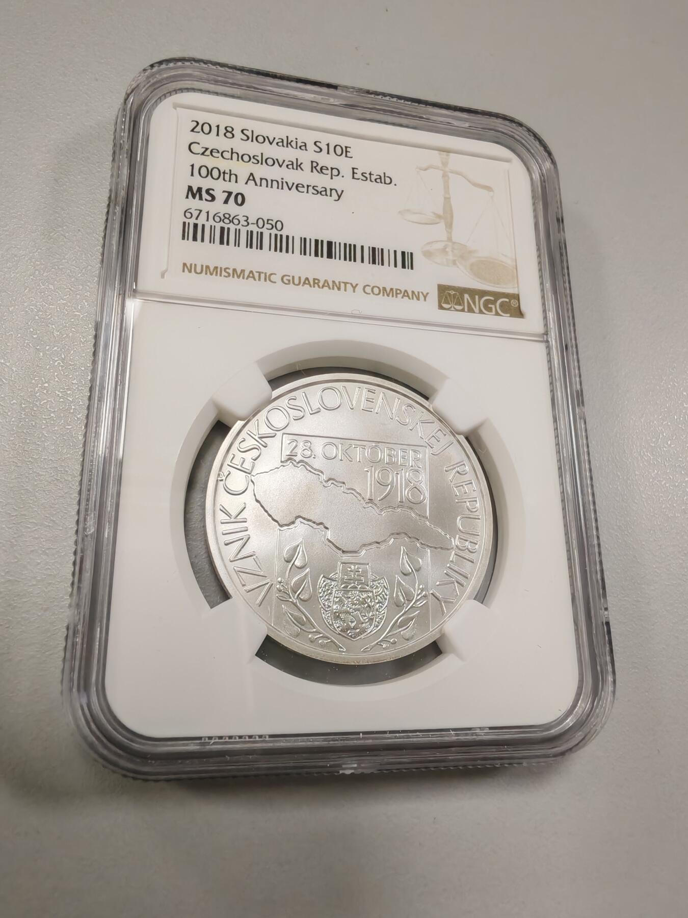 长老汇龙年精选第三十四场拍卖 2018斯洛伐克200克朗银币，NGC MS70，唯二冠军分