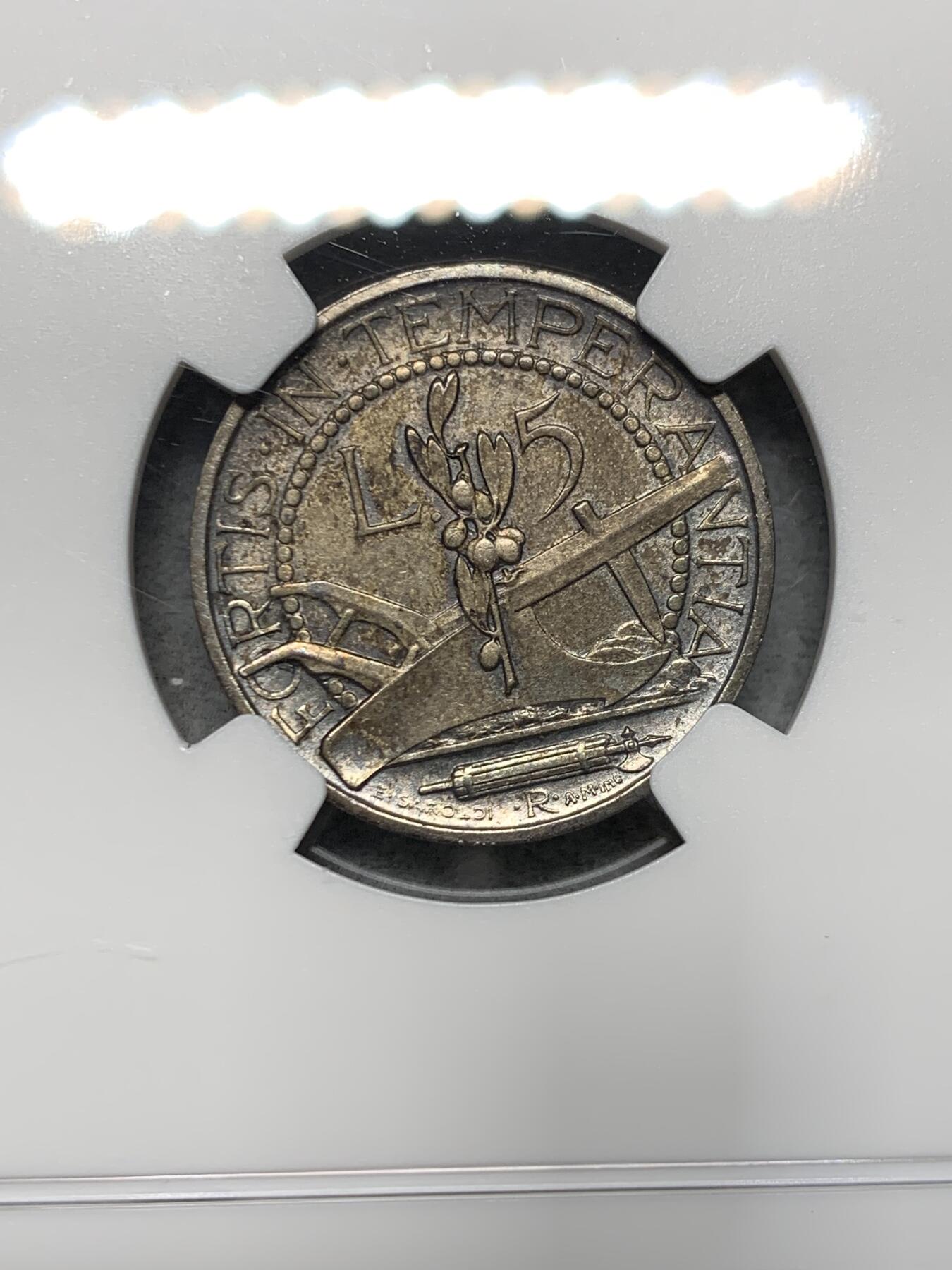 《竞宝斋》第335场 周日，周一 2场连拍 （全场包邮） NGC UNCD 圣马力诺1932年5里拉银币