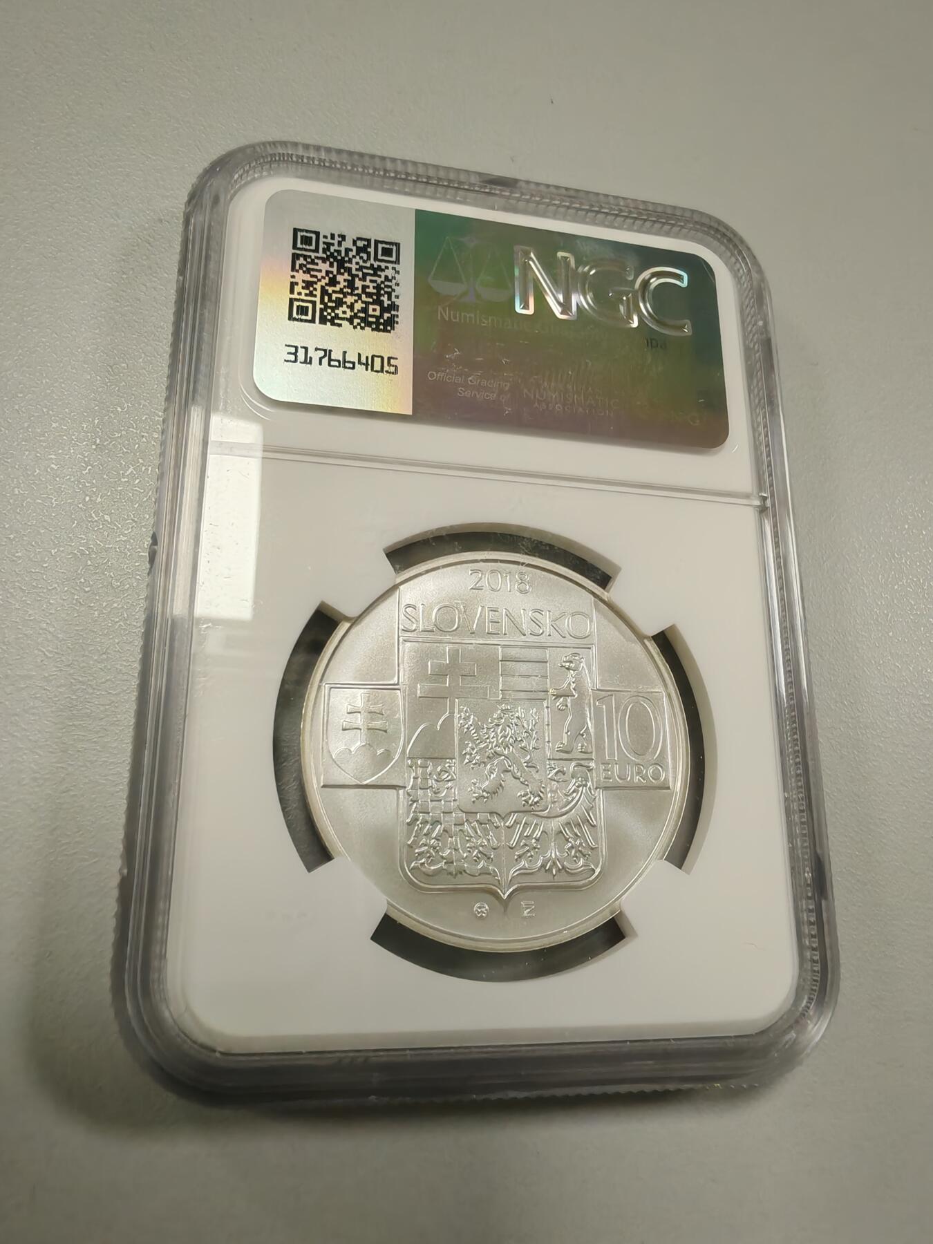 长老汇龙年精选第三十四场拍卖 2018斯洛伐克200克朗银币，NGC MS70，唯二冠军分