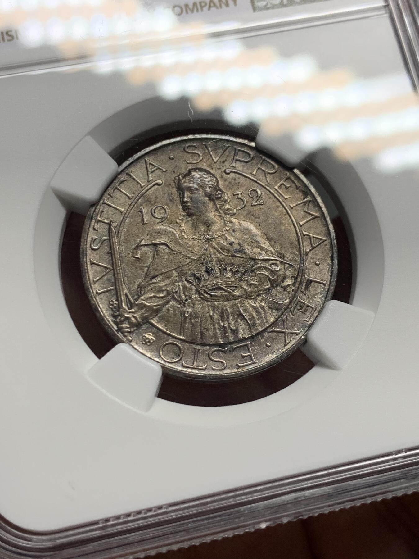 《竞宝斋》第335场 周日，周一 2场连拍 （全场包邮） NGC MS63 圣马力诺1932年10里拉银币