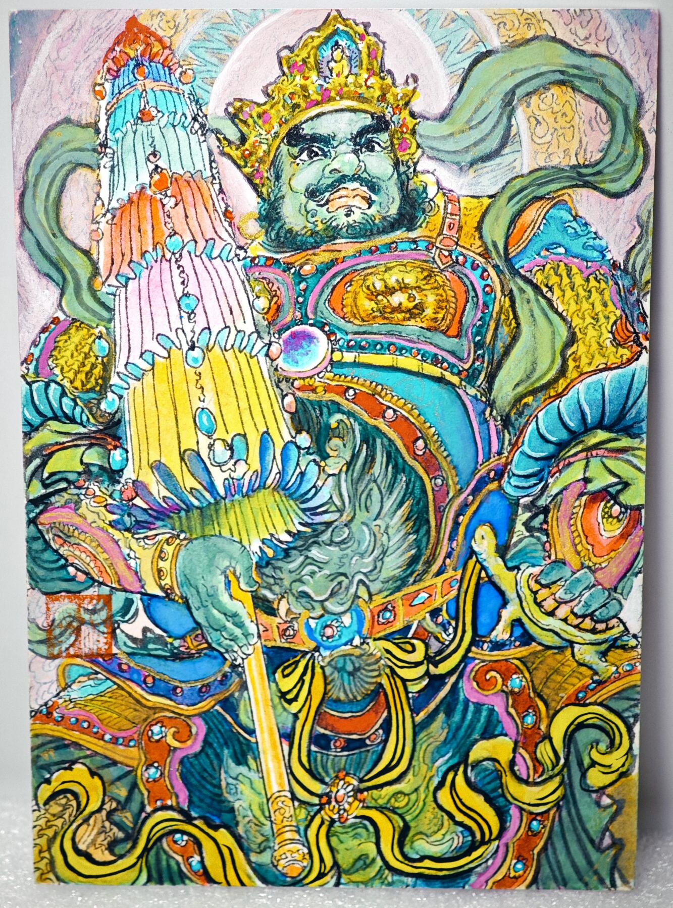白泽拍卖卡牌手绘专场第10期（精品大拍） 2024 昆仑万象 北方多闻天王 权迎东手绘大卡12.5cm*8.6cm 卡夹封装