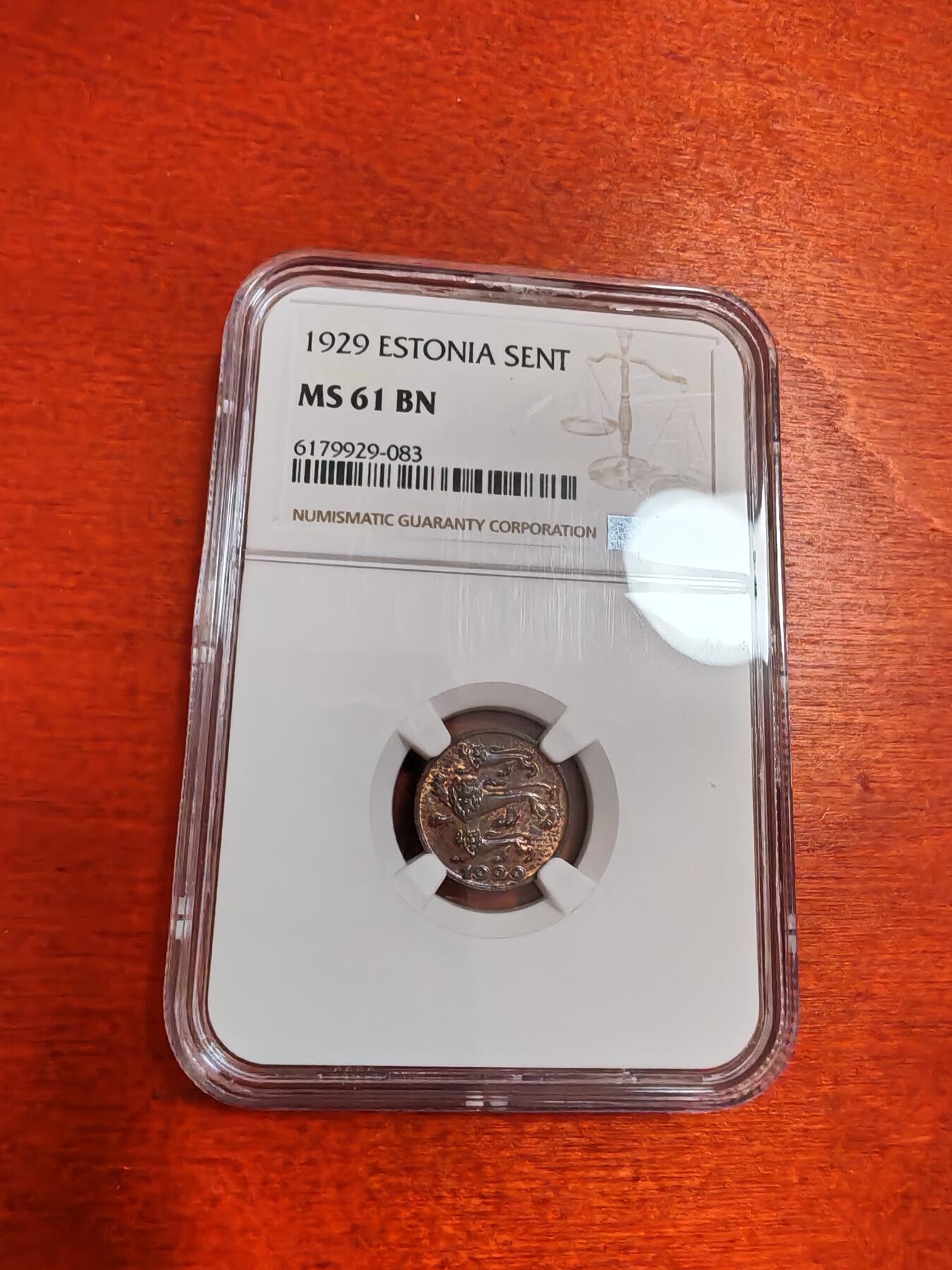 长老汇龙年精选第三十五场拍卖 1929爱沙尼亚1生特铜币，NGC MS61BN