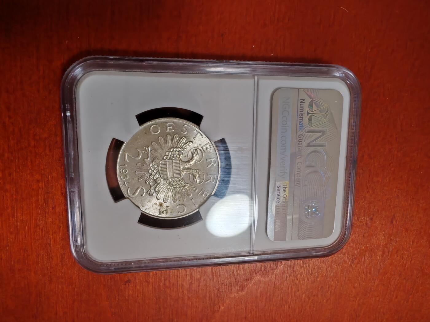 长老汇龙年精选第三十五场拍卖 1934奥地利2先令银币，NGC MS64