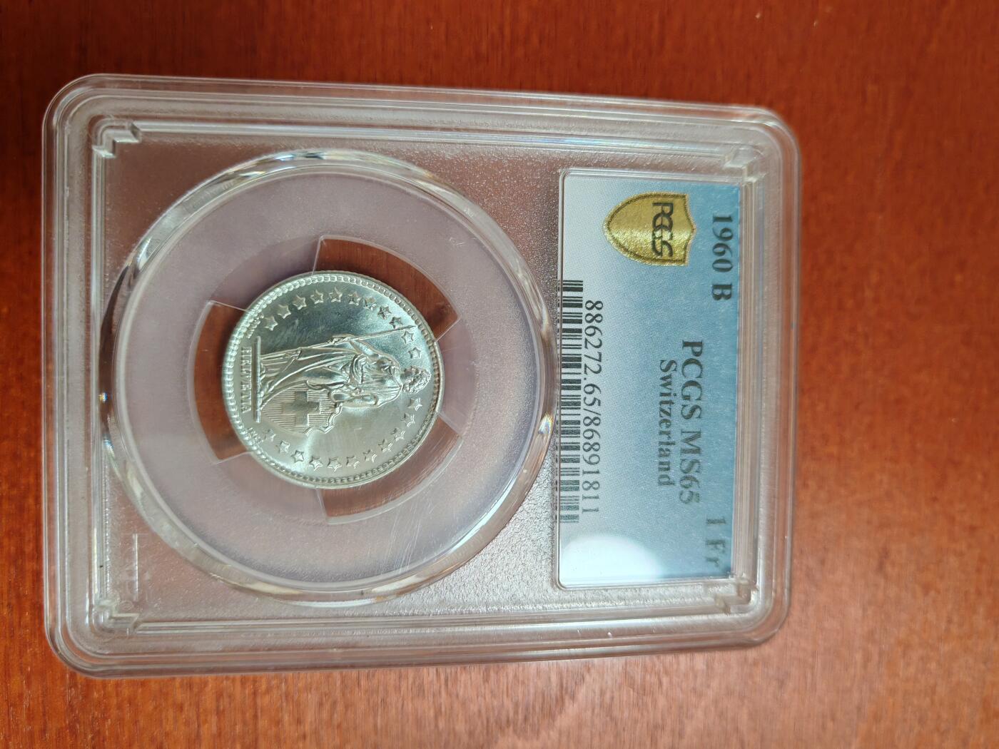 长老汇龙年精选第三十五场拍卖 1960瑞士女神1法郎银币，PCGS MS65