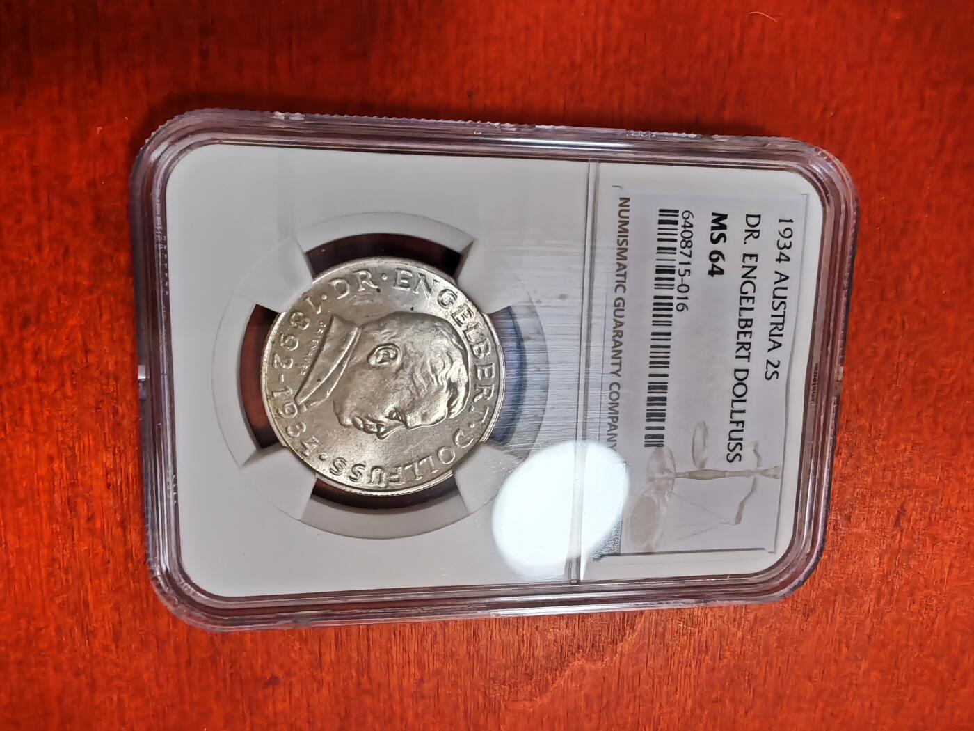 长老汇龙年精选第三十五场拍卖 1934奥地利2先令银币，NGC MS64