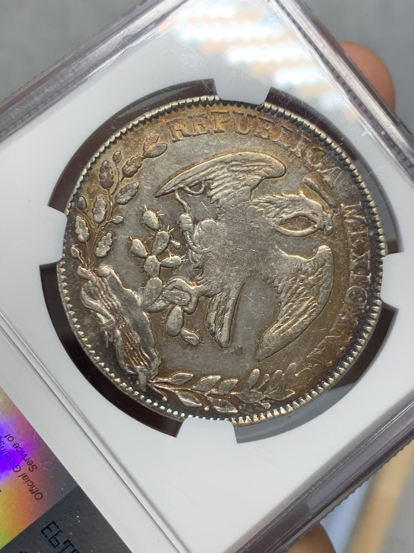 《竞宝斋》第336场 周日，周一 2场连拍 （全场包邮） NGC UNC 墨西哥1881鹰洋 整体状态如图