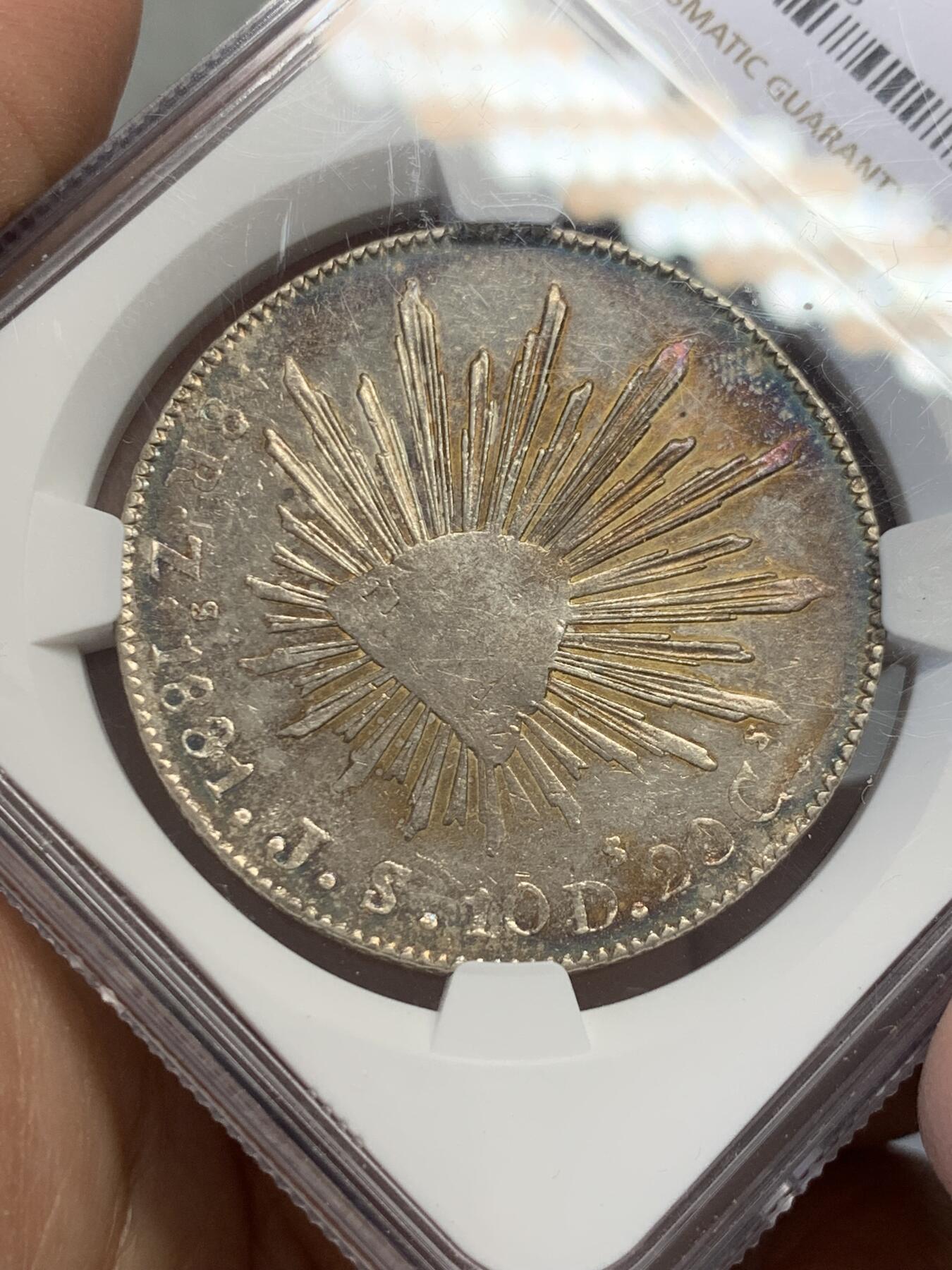 《竞宝斋》第336场 周日，周一 2场连拍 （全场包邮） NGC UNC 墨西哥1881鹰洋 整体状态如图