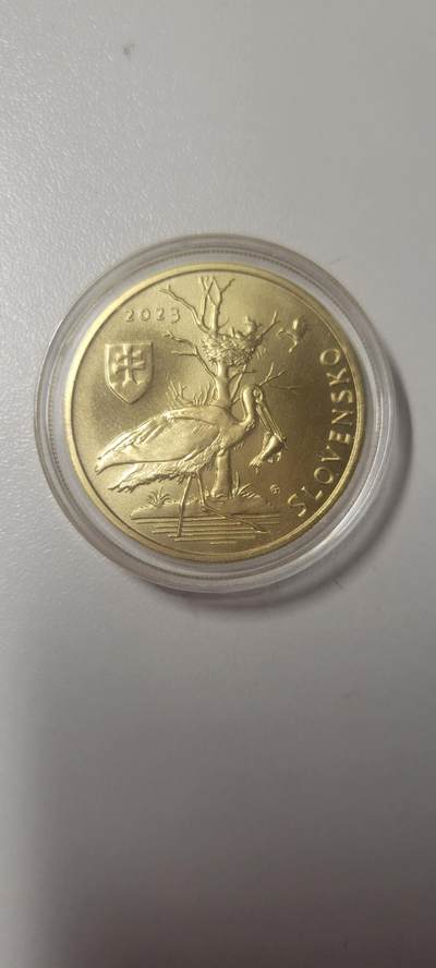 2024第二十三期 斯洛伐克2023年5欧元精制纪念币(欧洲黑鹭) 全新UNC带原装加厚壳