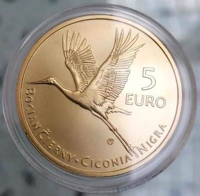 2024第二十三期 斯洛伐克2023年5欧元精制纪念币(欧洲黑鹭) 全新UNC带原装加厚壳