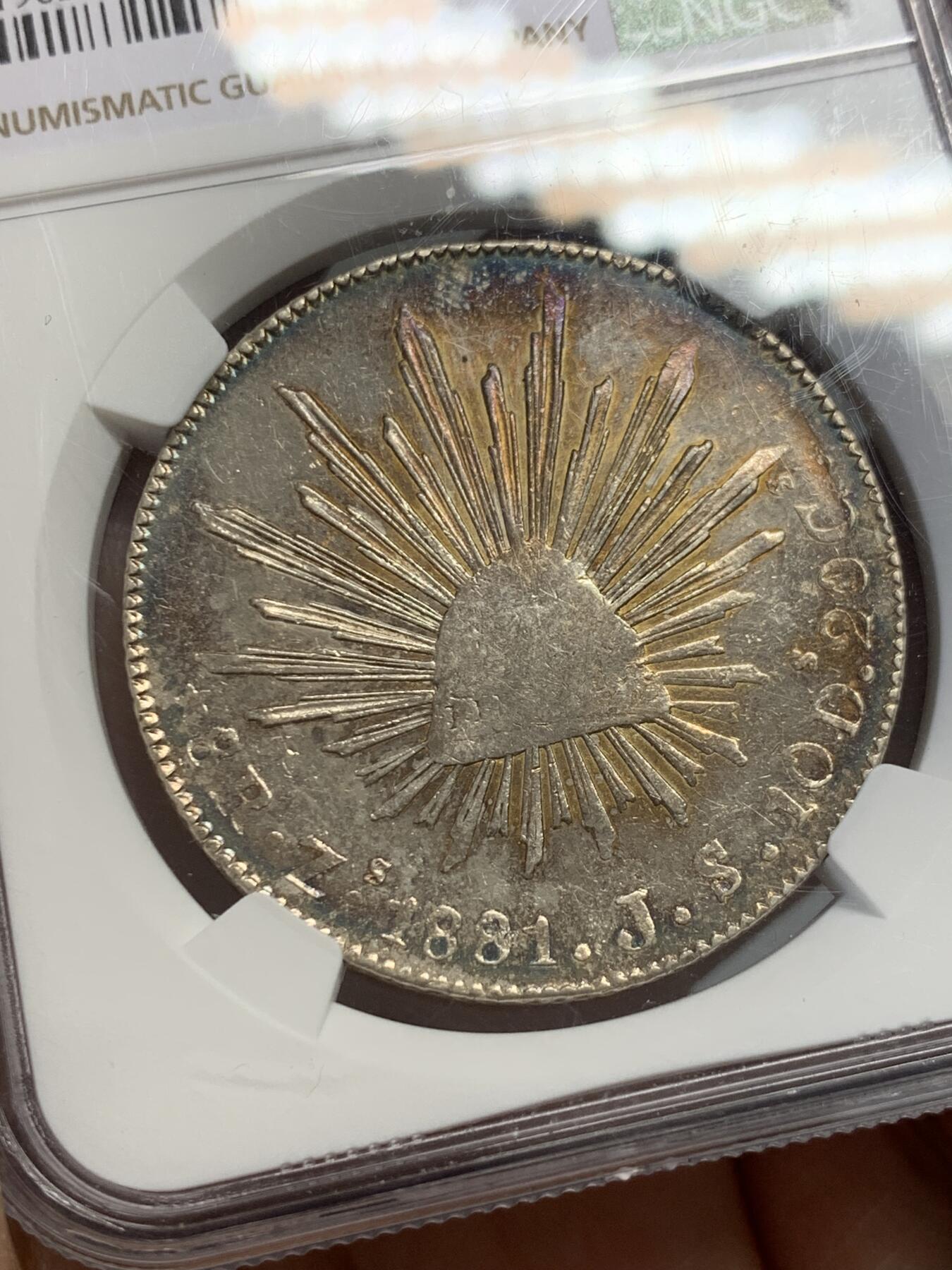 《竞宝斋》第336场 周日，周一 2场连拍 （全场包邮） NGC UNC 墨西哥1881鹰洋 整体状态如图