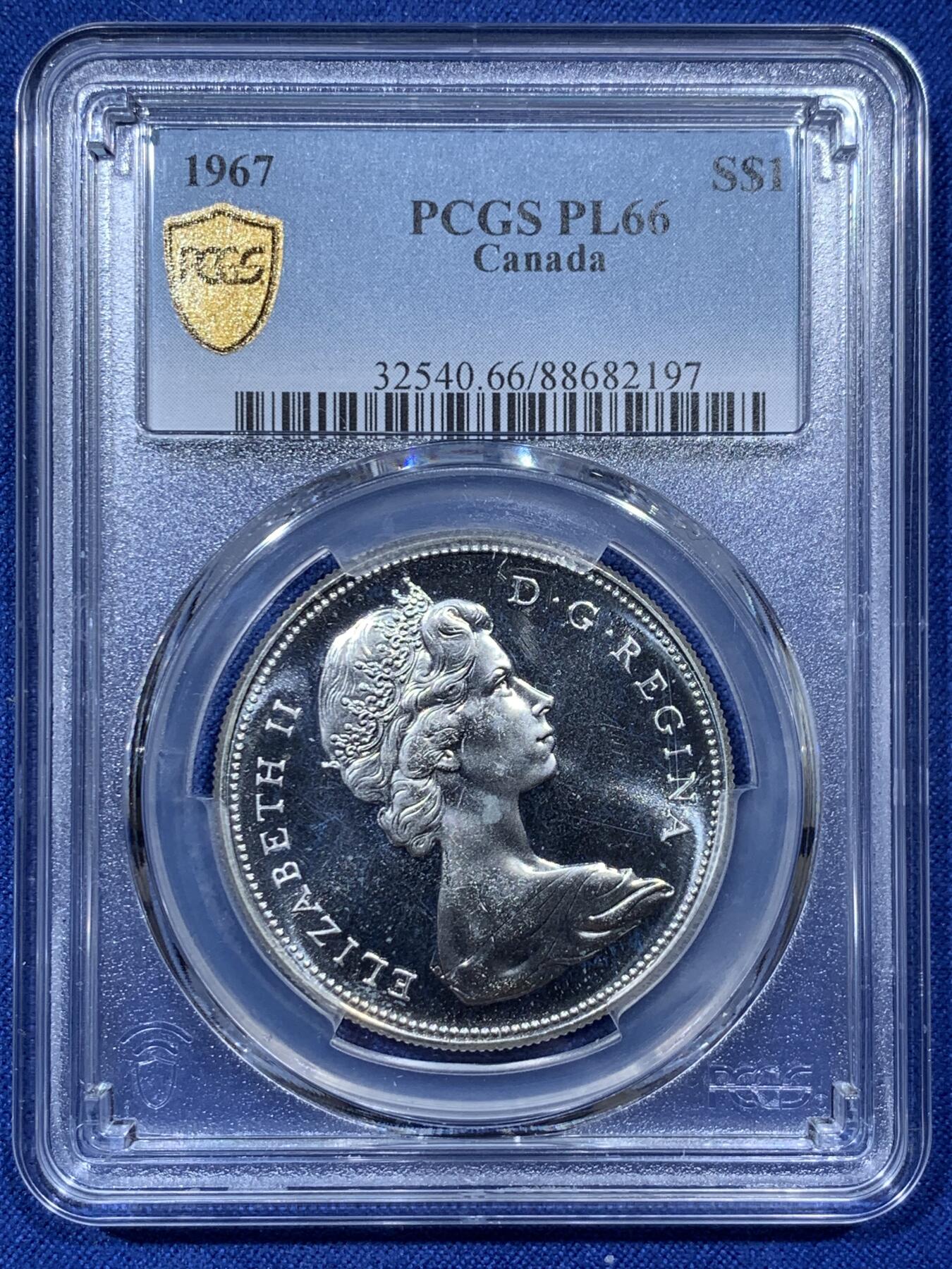 《竞宝斋》第336场 周日，周一 2场连拍 （全场包邮） PCGS PL66 加拿大大雁1元精制币，币面干净漂亮！热门品种！