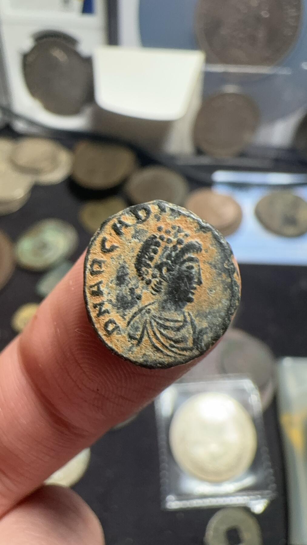南宋泉阁俄币 外币 国币 专场第二期 古罗马 公元383-408年 东罗马皇帝 阿卡狄乌斯蛮族俘虏小铜币 打制清晰 品相好