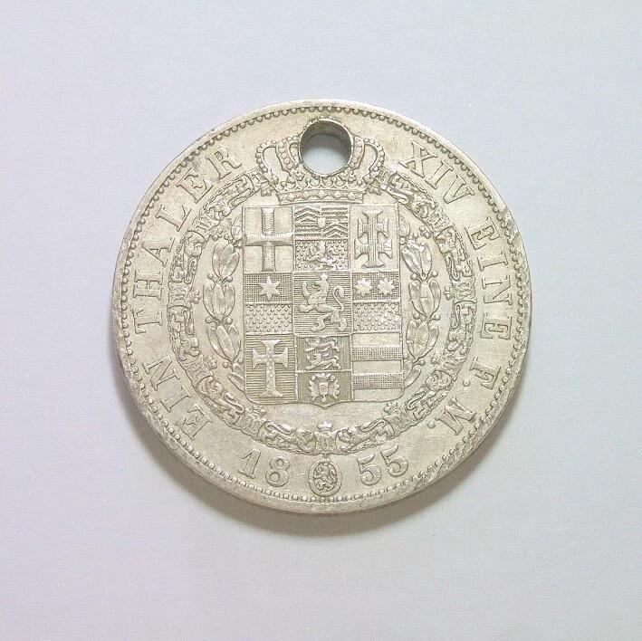 德国黑森1855年 腓特烈威廉1泰勒银币 爽品