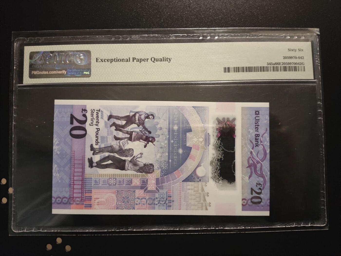 收藏联盟Quantum Auction 第399期拍卖 @征集拍品 长期供货可享分佣福利 2019年北爱尔兰20镑 阿斯特银行花卉版 AA首发冠 PMG66EPQ无47