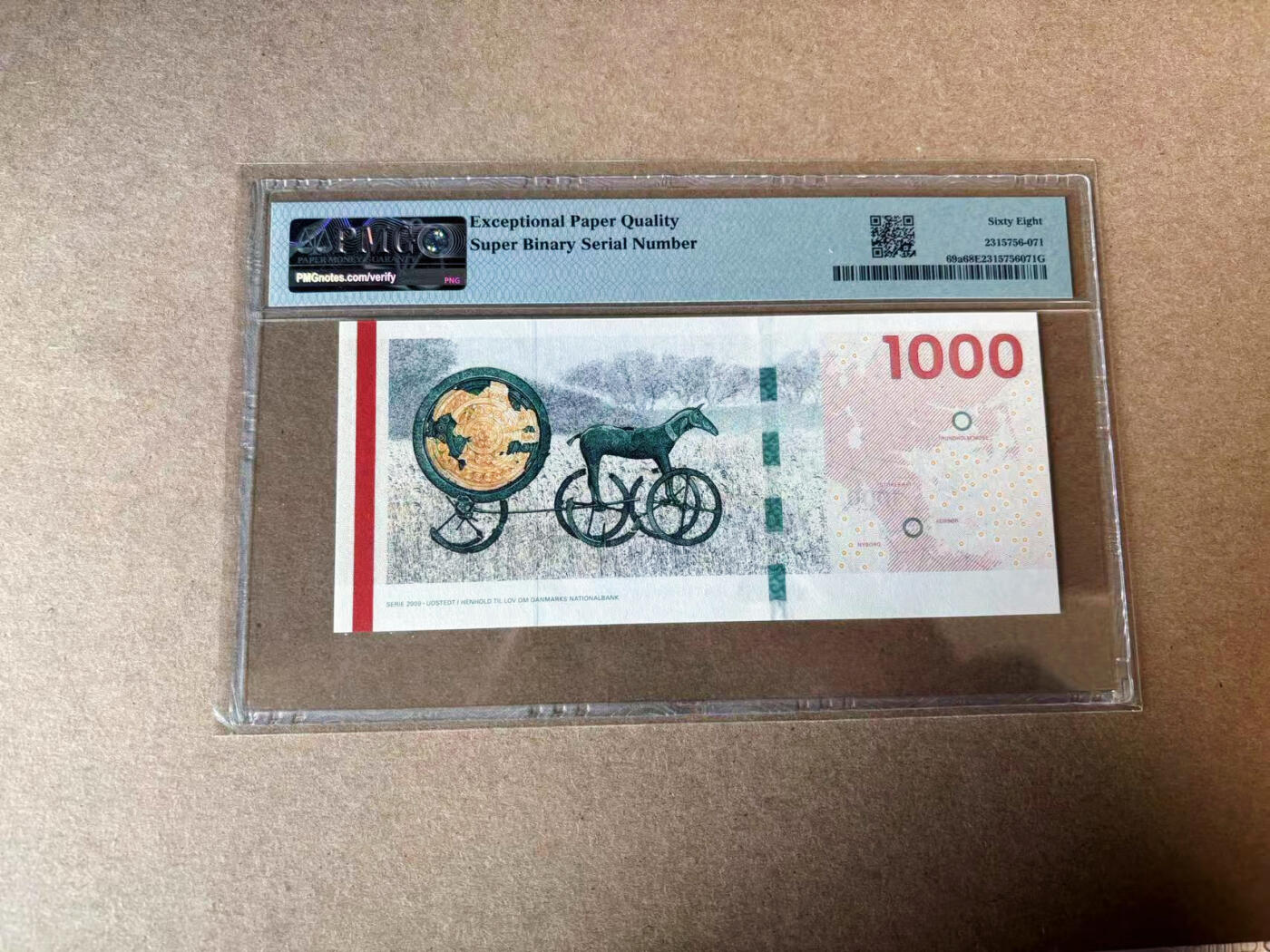 【Blue Auction】✨世界纸币精拍第594期【精】 【11小号 二进制号】丹麦 2011年1000克朗 PMG68EPQ 超高分