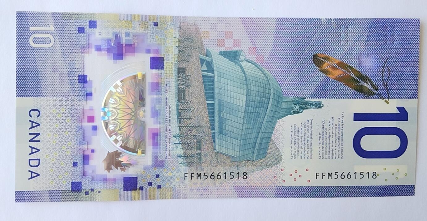 天和轩精品钱币第49场 全新UNC 加拿大10塑料钞