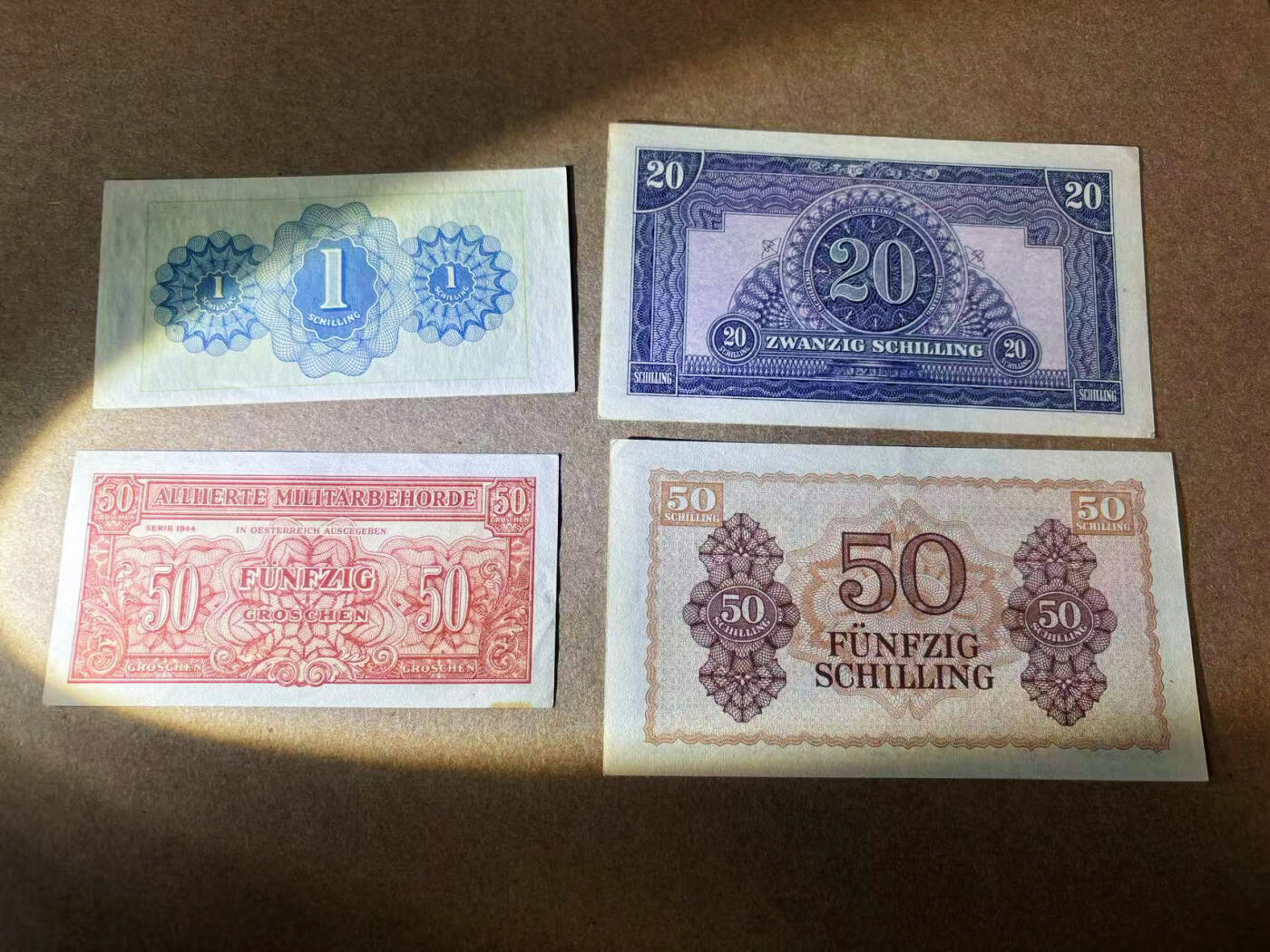 【Blue Auction】✨世界纸币精拍第594期【精】 【一组4张】奥地利早期 1944年0.5-50先令一组 AU/UNC-