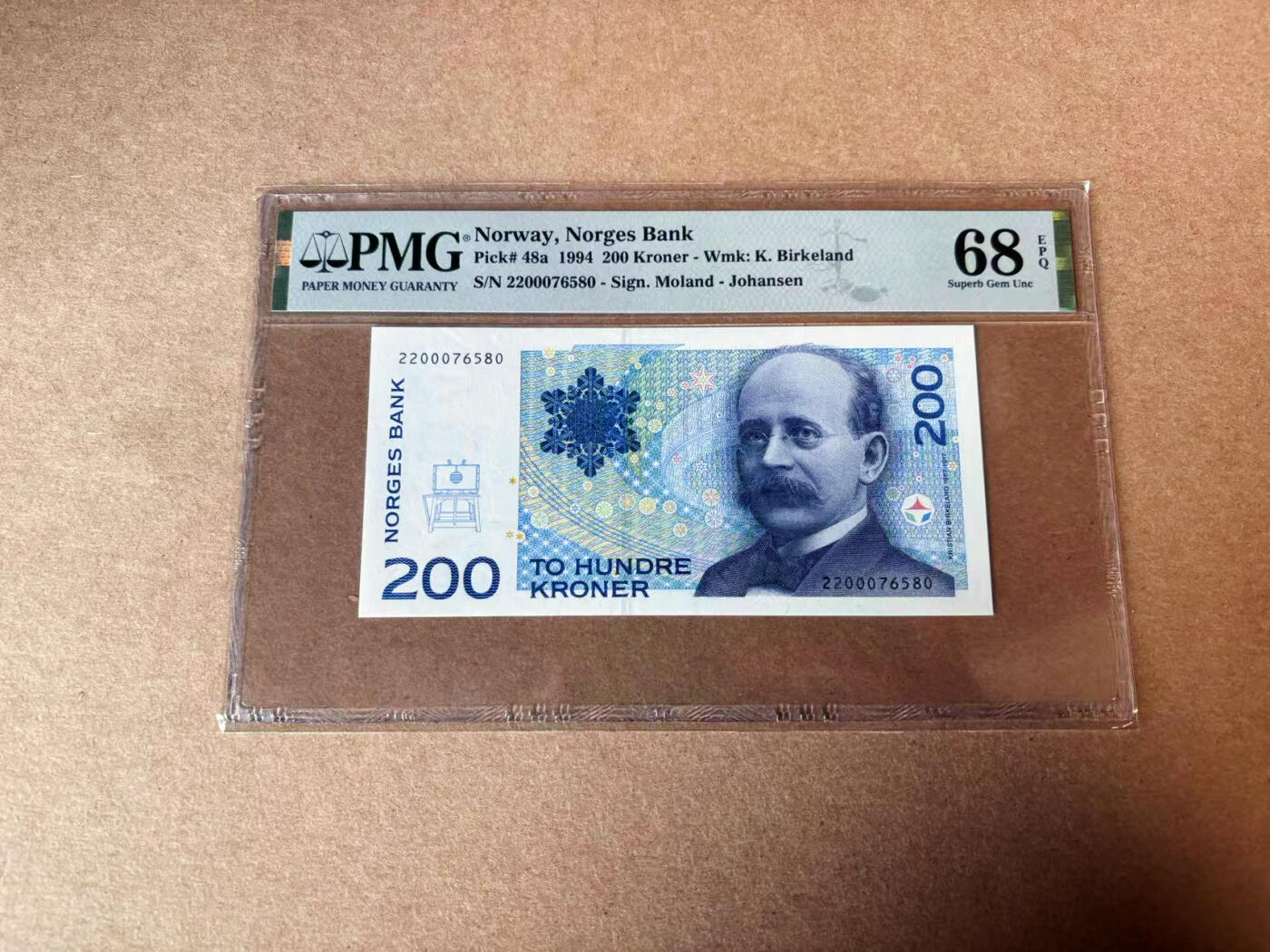 【Blue Auction】✨世界纸币精拍第594期【精】 【a版】挪威 1994年200克朗 PMG68EPQ 超高分